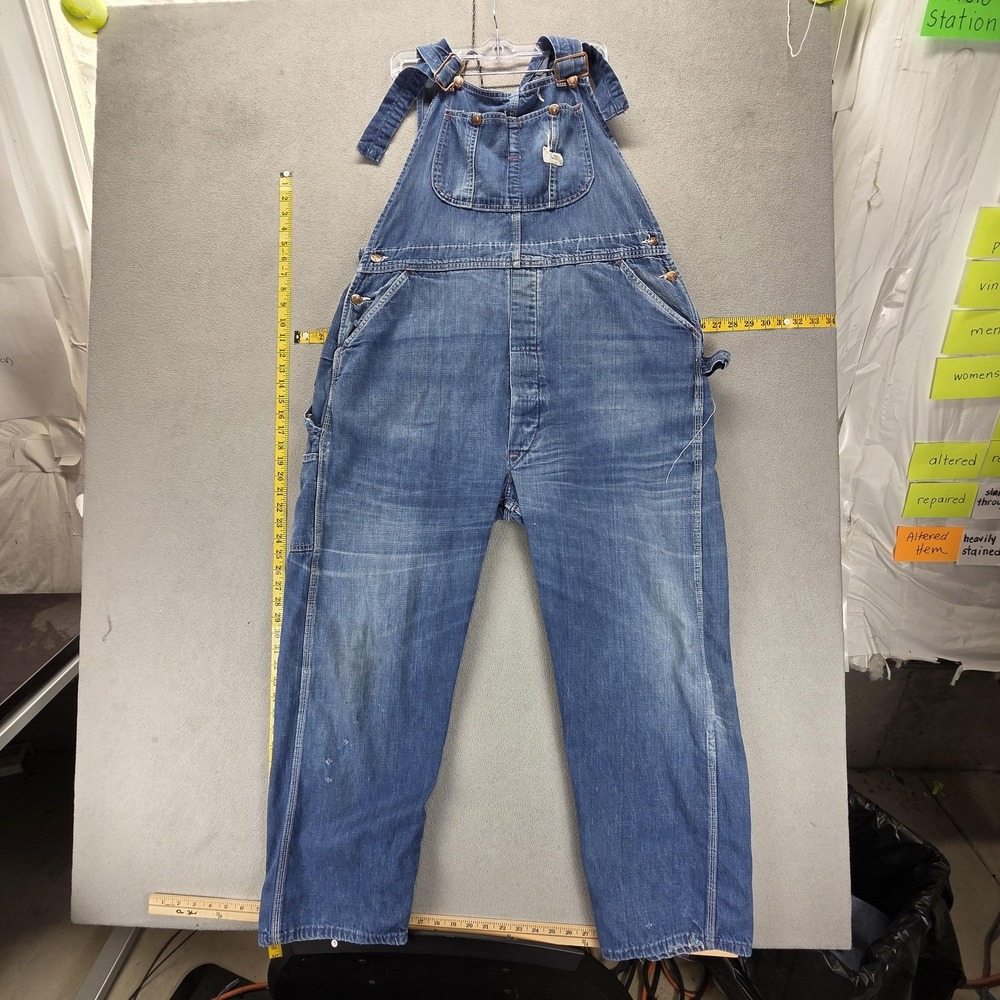 Vintage Big Mac Bib Overalls Mens Blue Denim Hammer Loop Workwear JC Penney